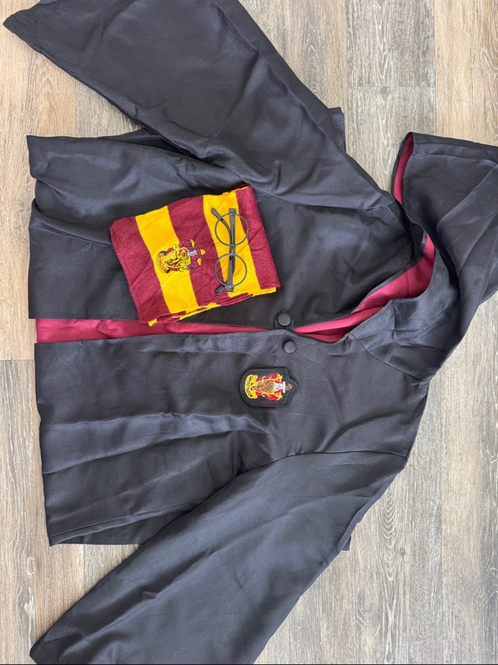 Harry Potter Black Gryffindor Robe scarf and glasses costume - worn for an hour.